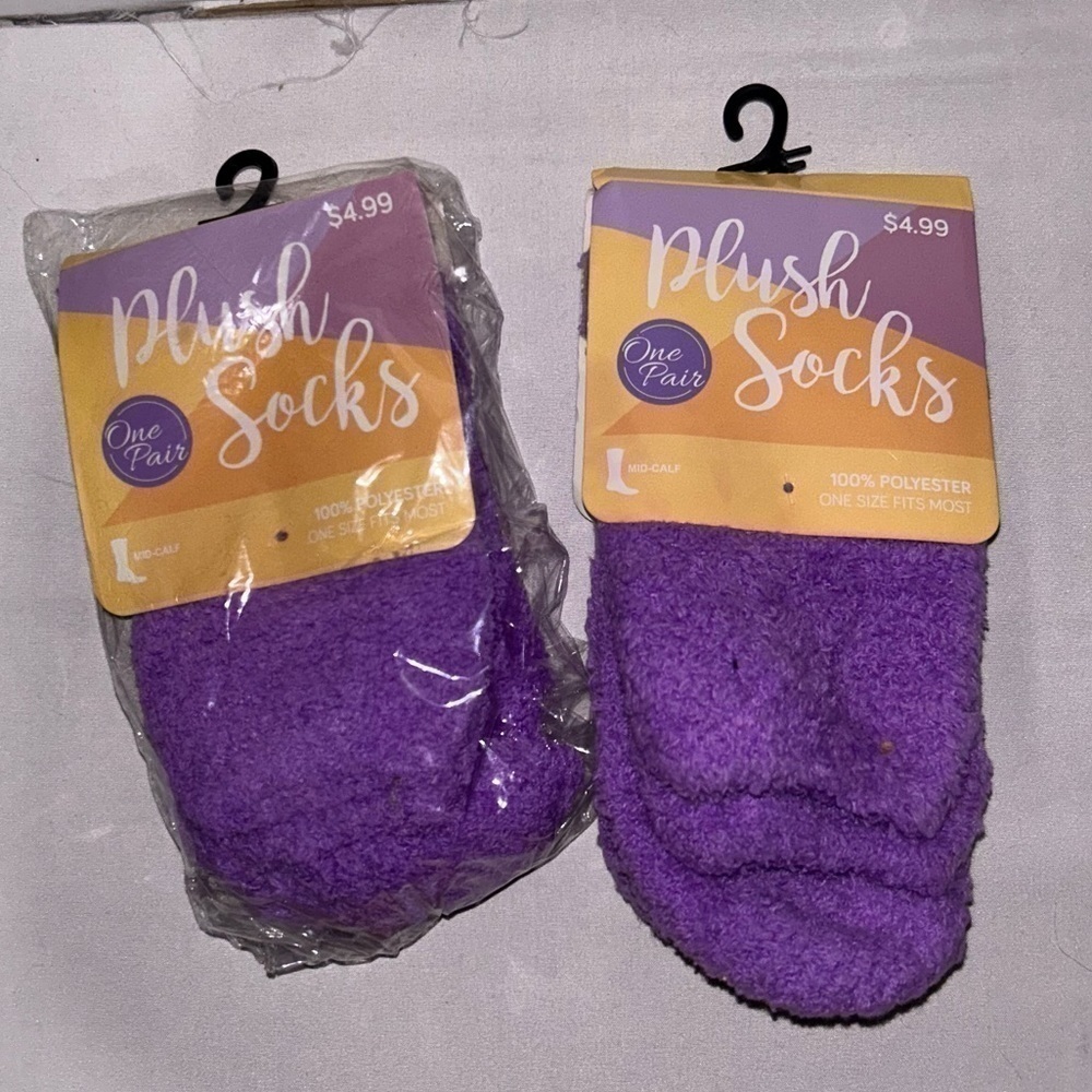 Socks Plush Fuzzy Sock Mid Calf Solid Warm Cozy Pull on Mid Length Winter Socks